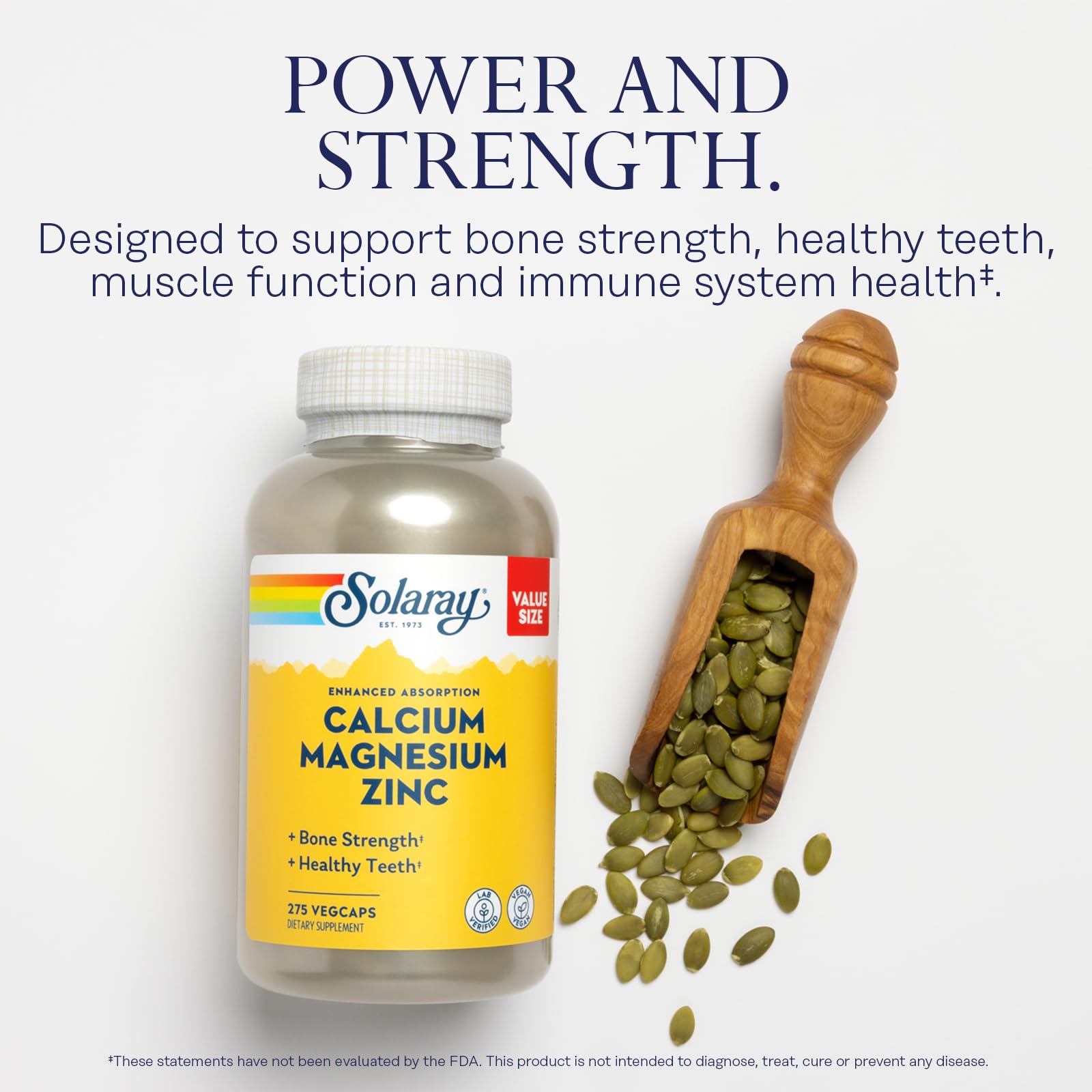 SOLARAY Calcium Magnesium Zinc Supplement capsule close-up