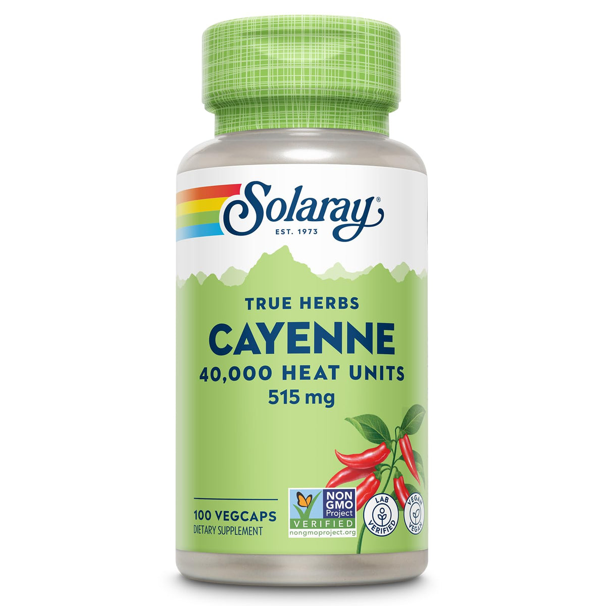 SOLARAY Cayenne Pepper Capsules 515mg front view