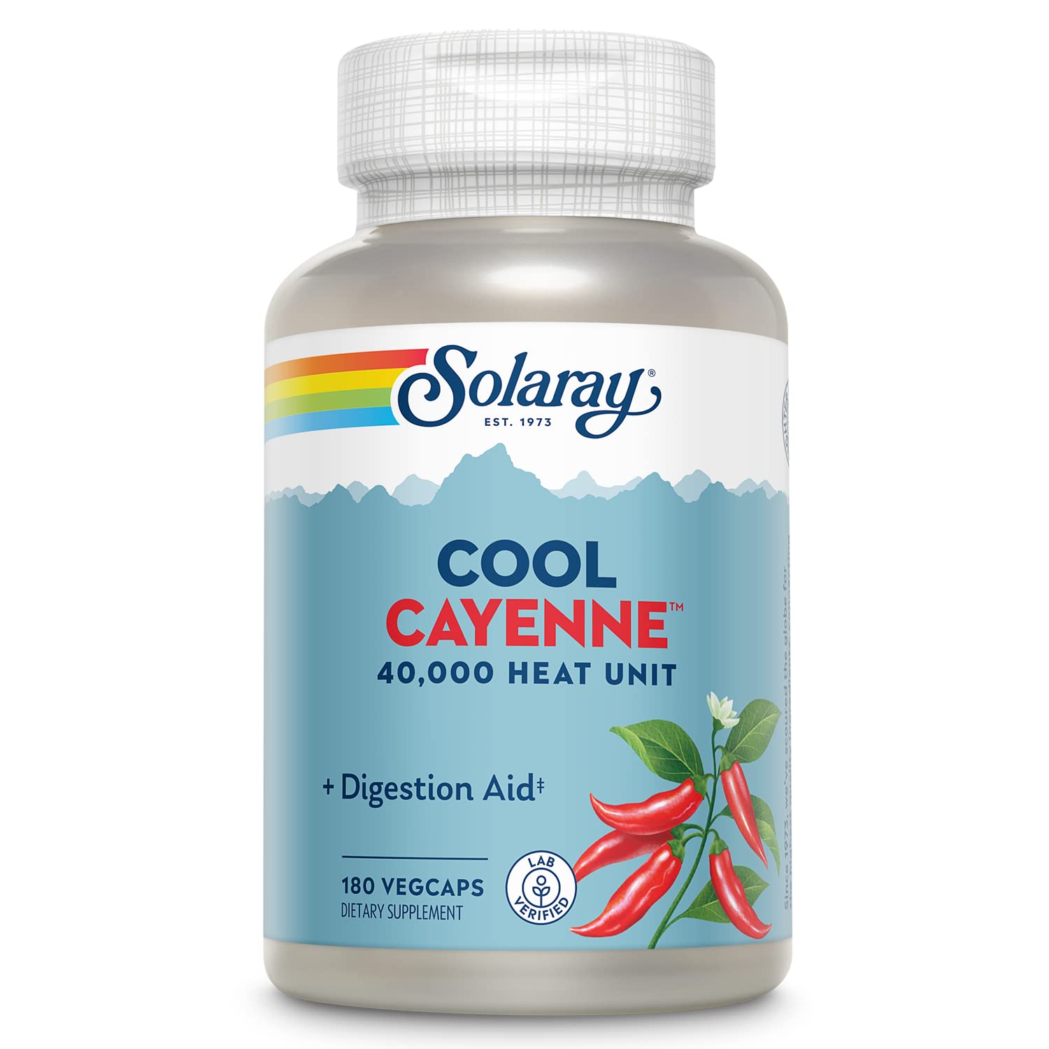 SOLARAY Cayenne Pepper Capsules front view with label