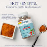 SOLARAY Cayenne Pepper Capsules with a few capsules scattered