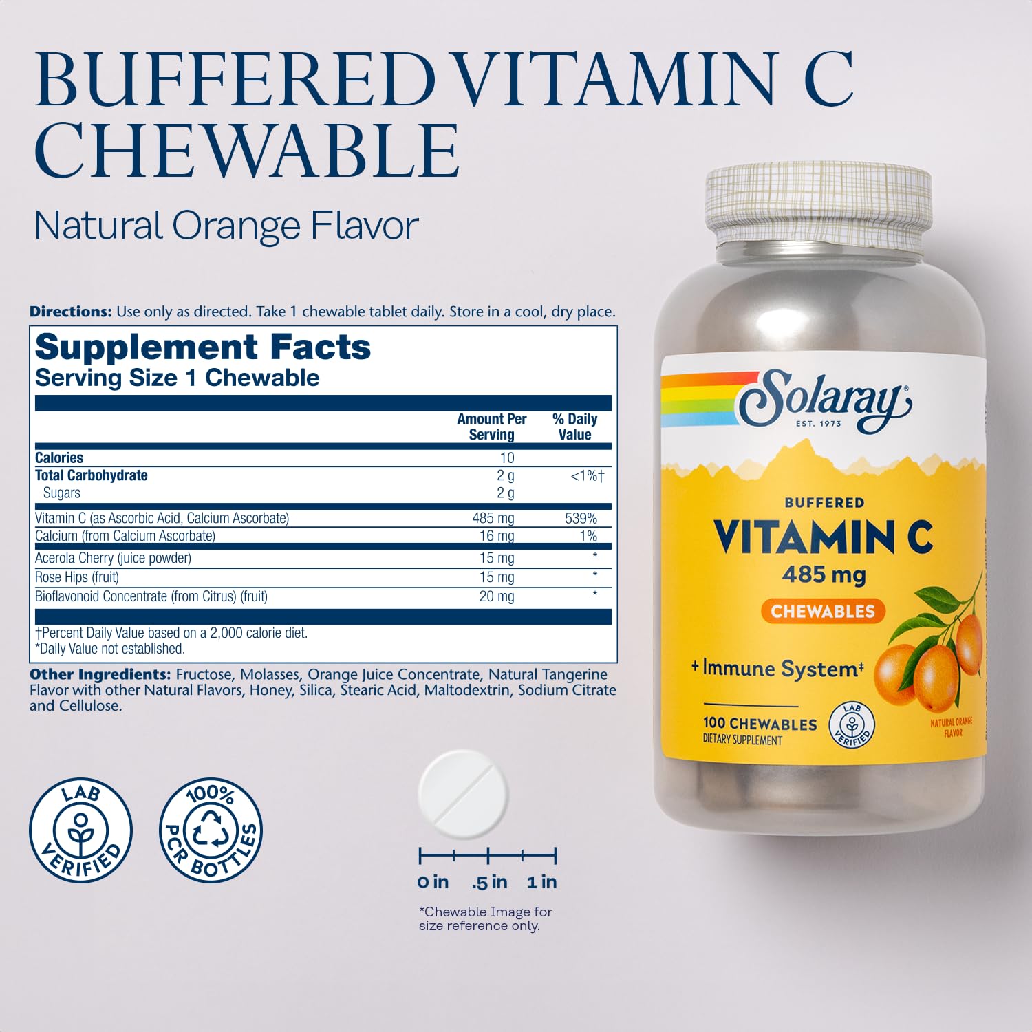SOLARAY Chewable Vitamin C 485mg packaging