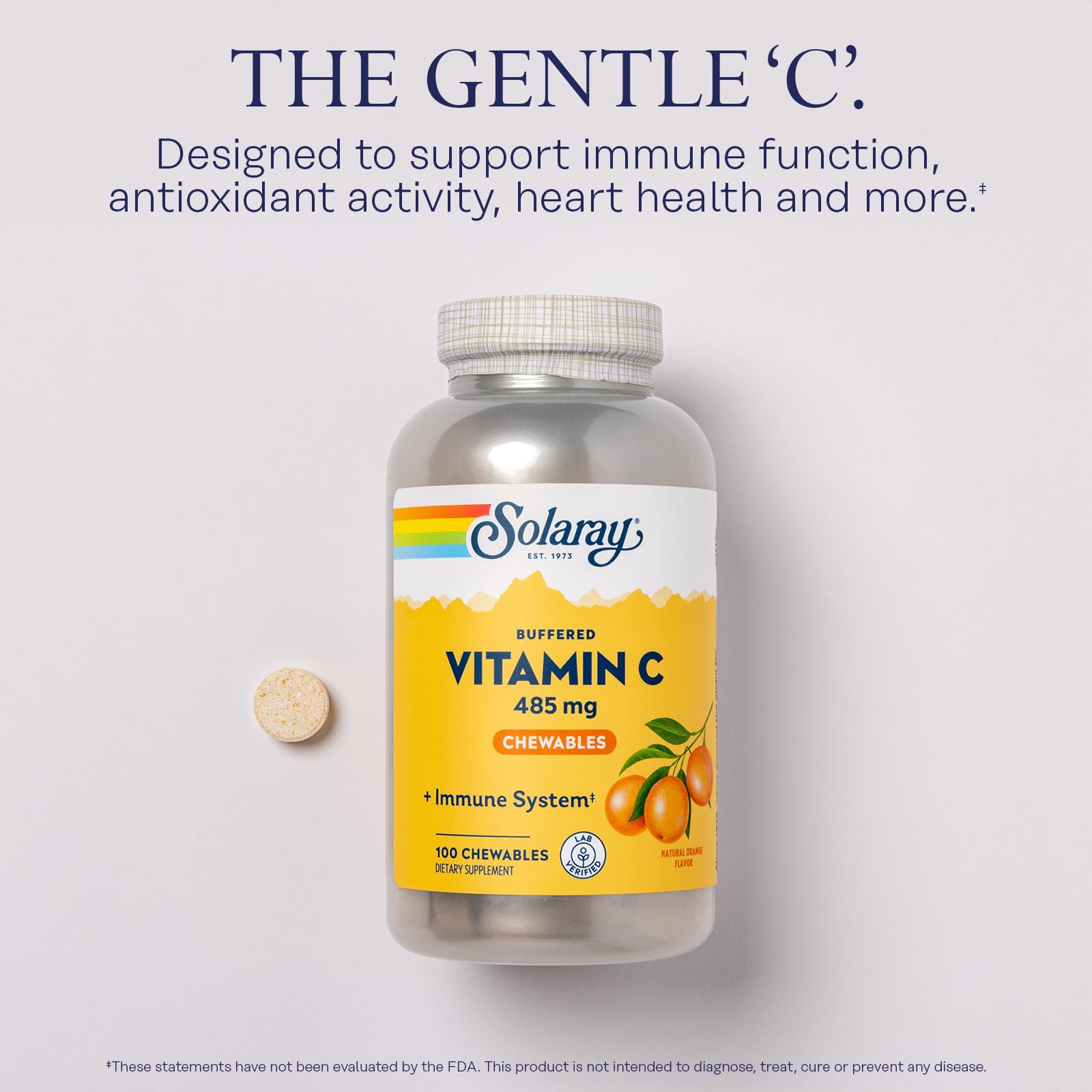 SOLARAY Chewable Vitamin C 485mg tablet close-up