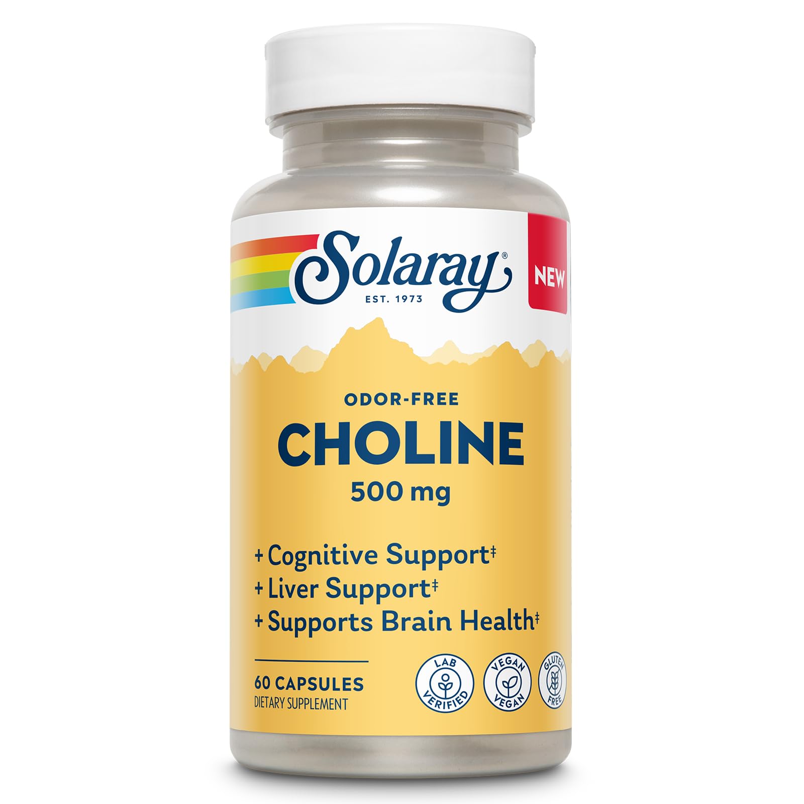 SOLARAY Choline 500mg vegan capsules front view