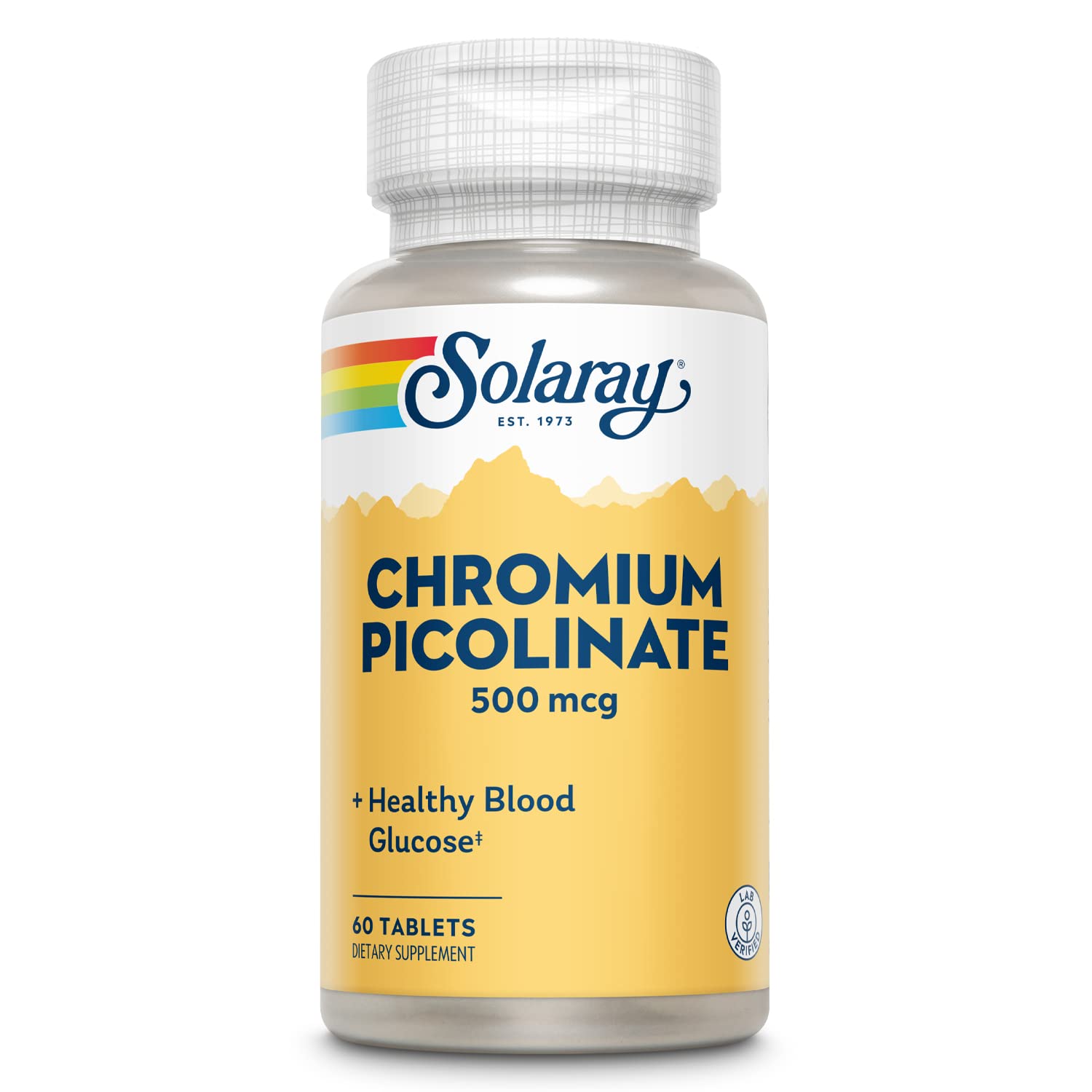 SOLARAY Chromium Picolinate 500 mcg supplement tablet front view