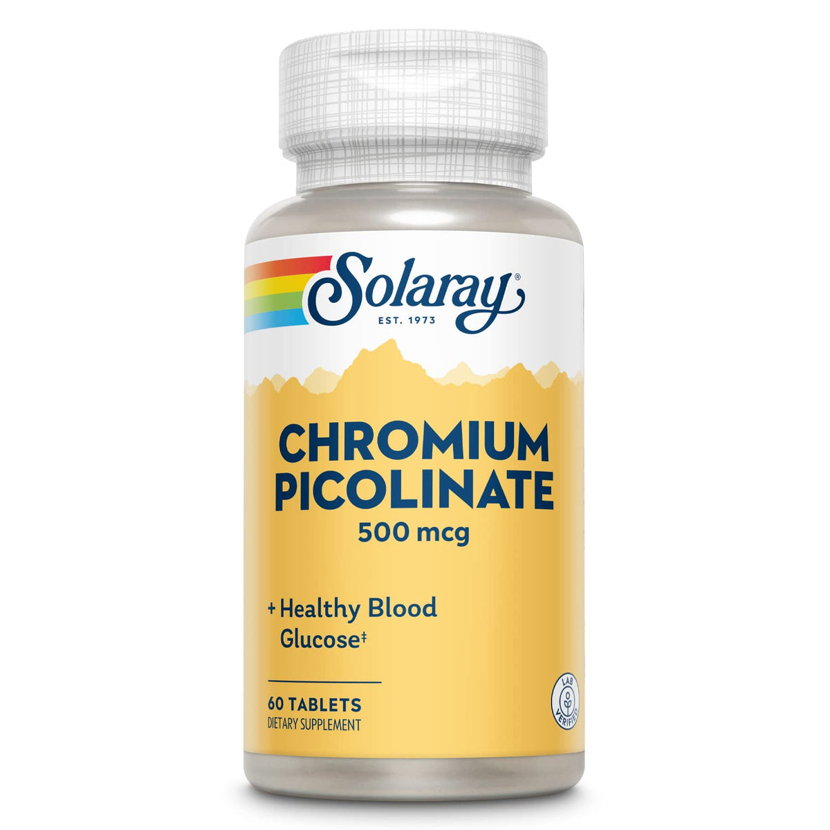 SOLARAY Chromium Picolinate 500 mcg supplement tablet front view