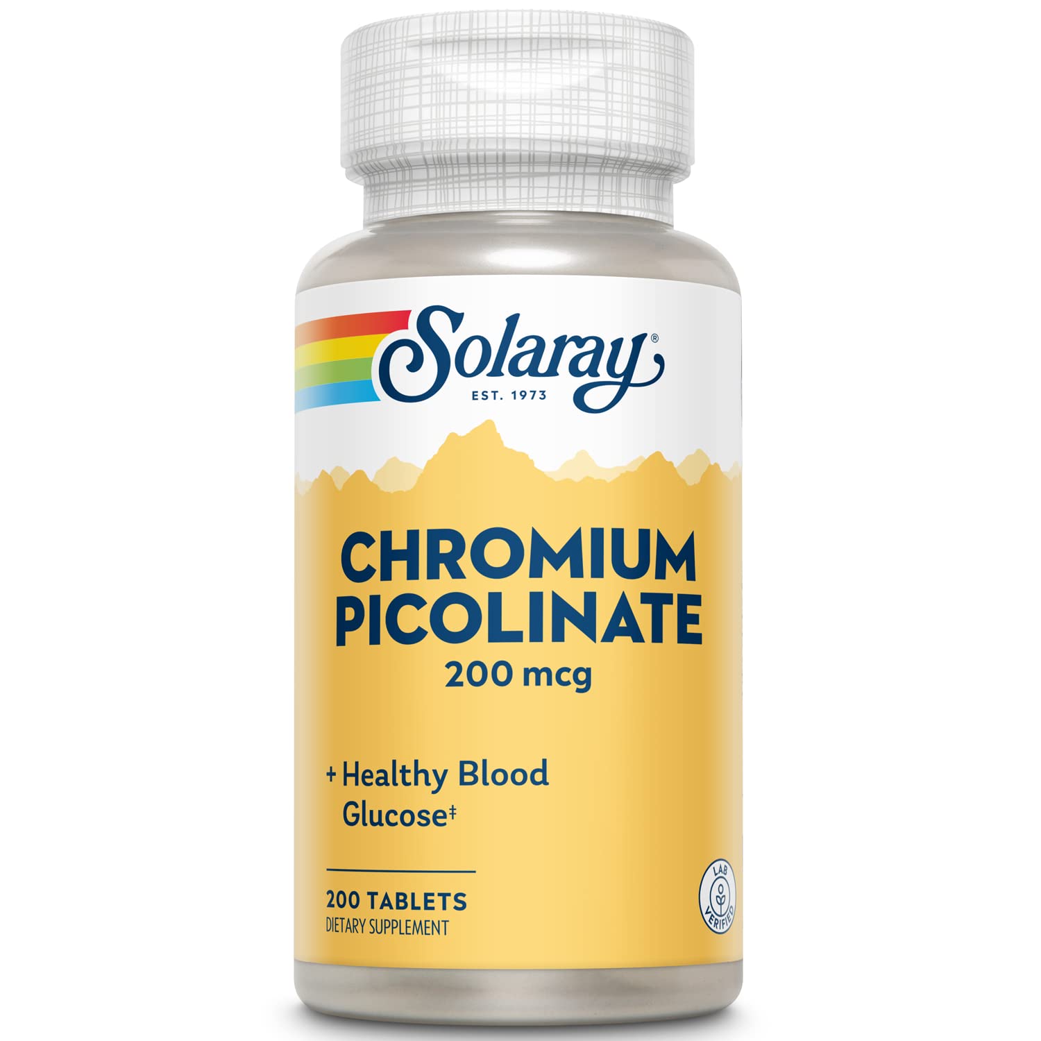 SOLARAY Chromium Picolinate Supplement 200 mcg front view