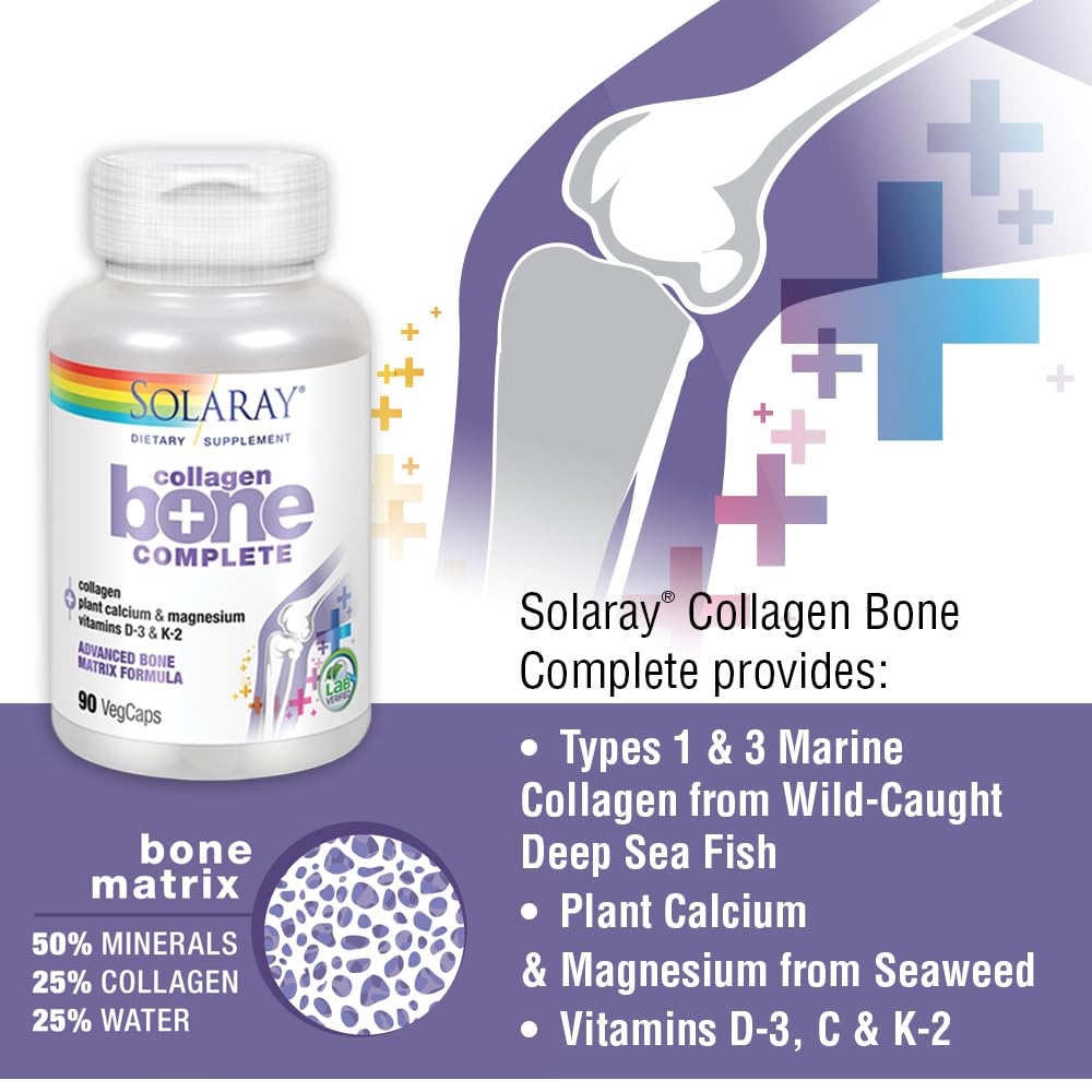 SOLARAY Collagen Bone Complete shown with a measuring spoon