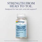 SOLARAY Collagen Keratin Capsules on a wooden table