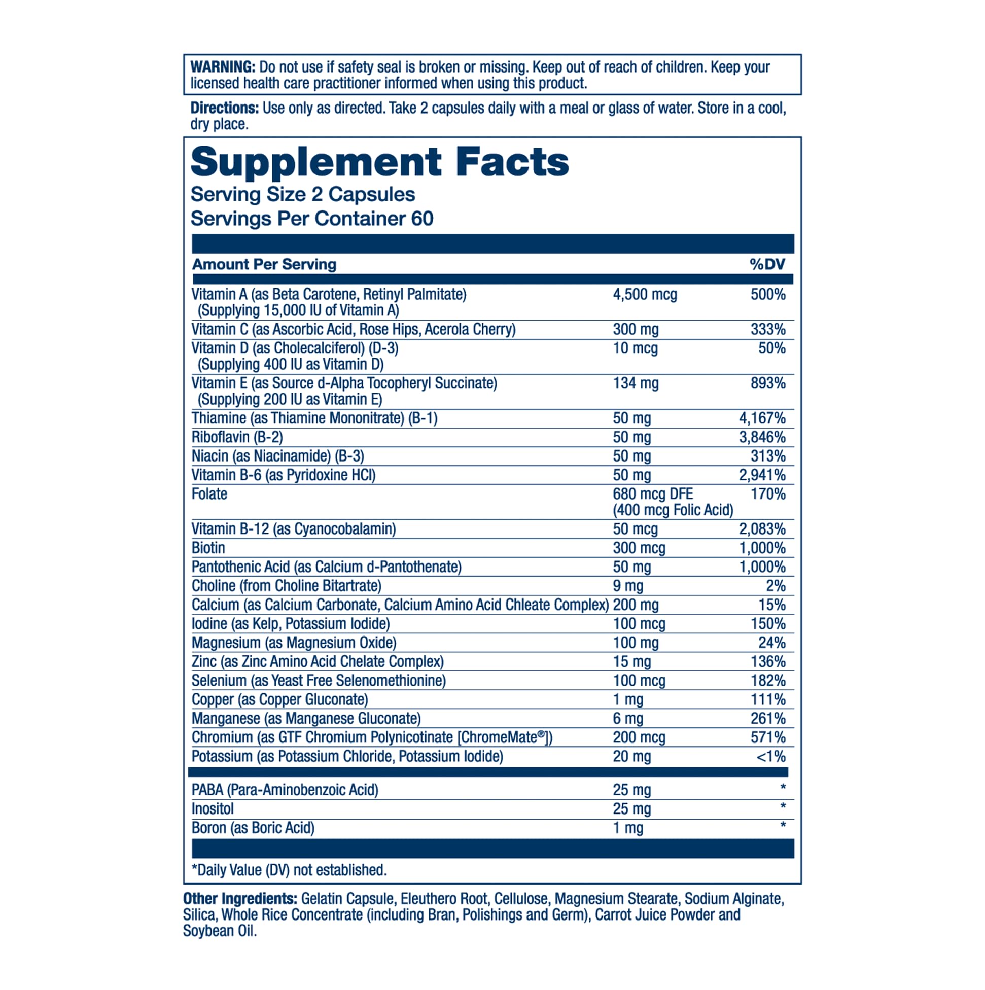 SOLARAY Complete Blended Vitamin & Mineral Supplement side view with label