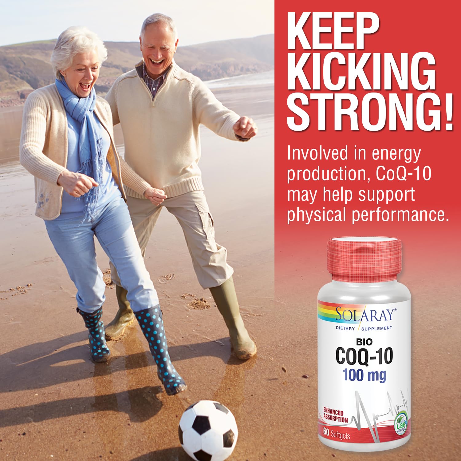 SOLARAY CoQ10 100mg Advanced Formula 60 Capsules opened bottle