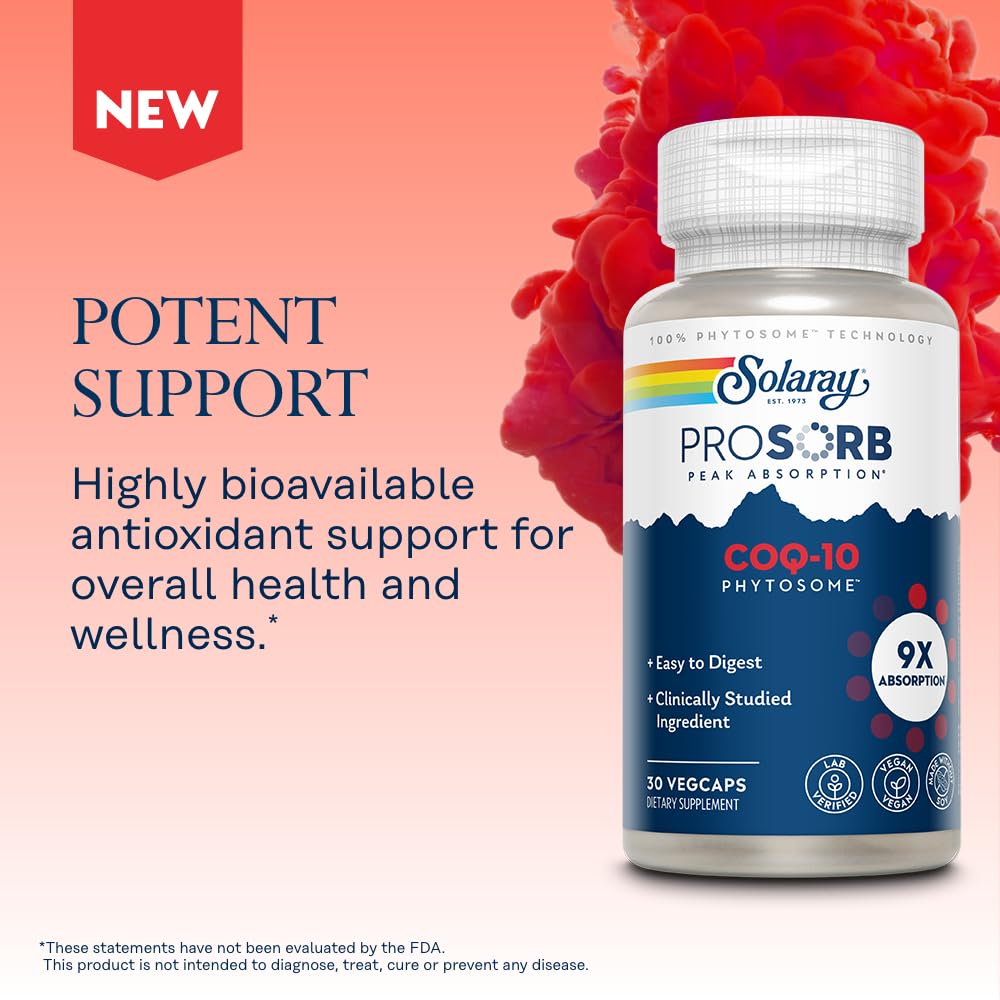 SOLARAY CoQ10 200mg supplement bottle with eco-friendly packaging