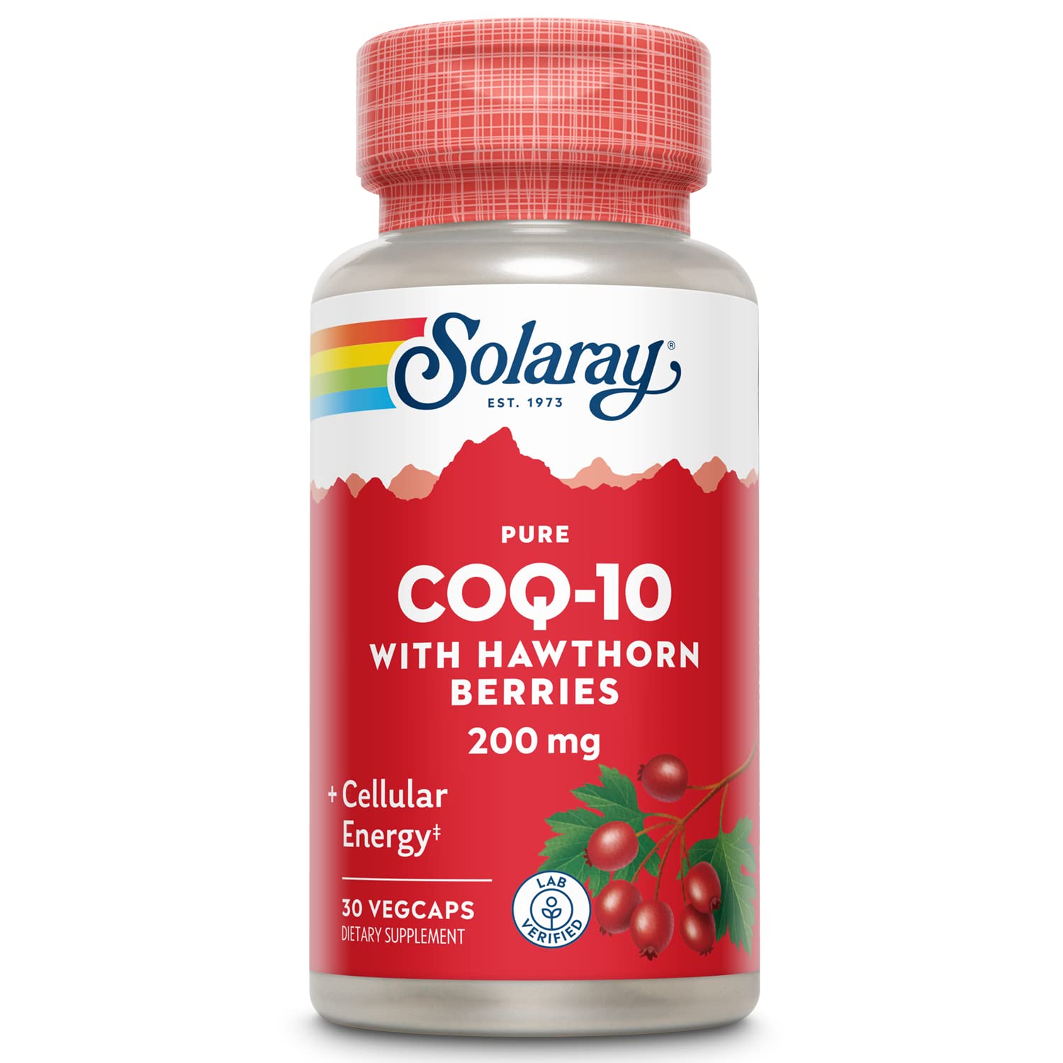 SOLARAY CoQ10 200mg with Hawthorn Berries 60 VegCaps front view