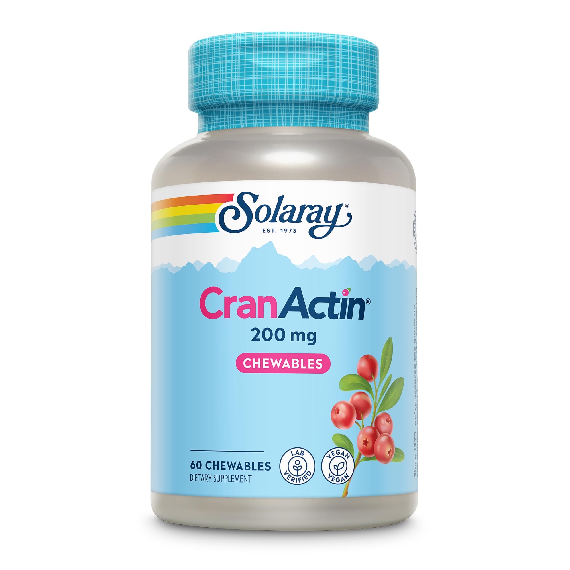 SOLARAY Cranberry Chewable Supplement showing chewable tablets