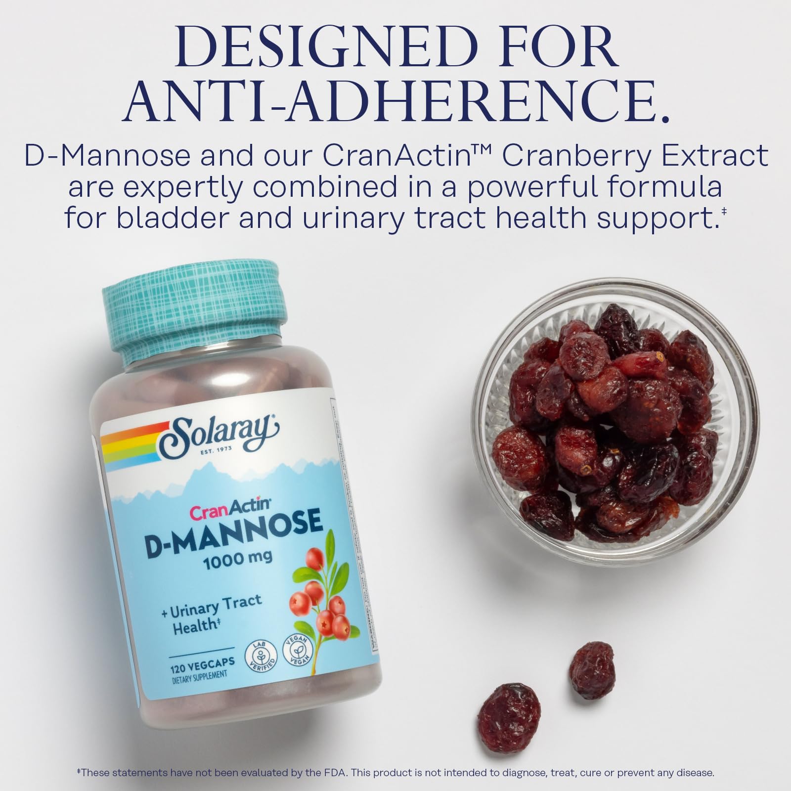 SOLARAY Cranberry D-Mannose Supplement capsules close-up
