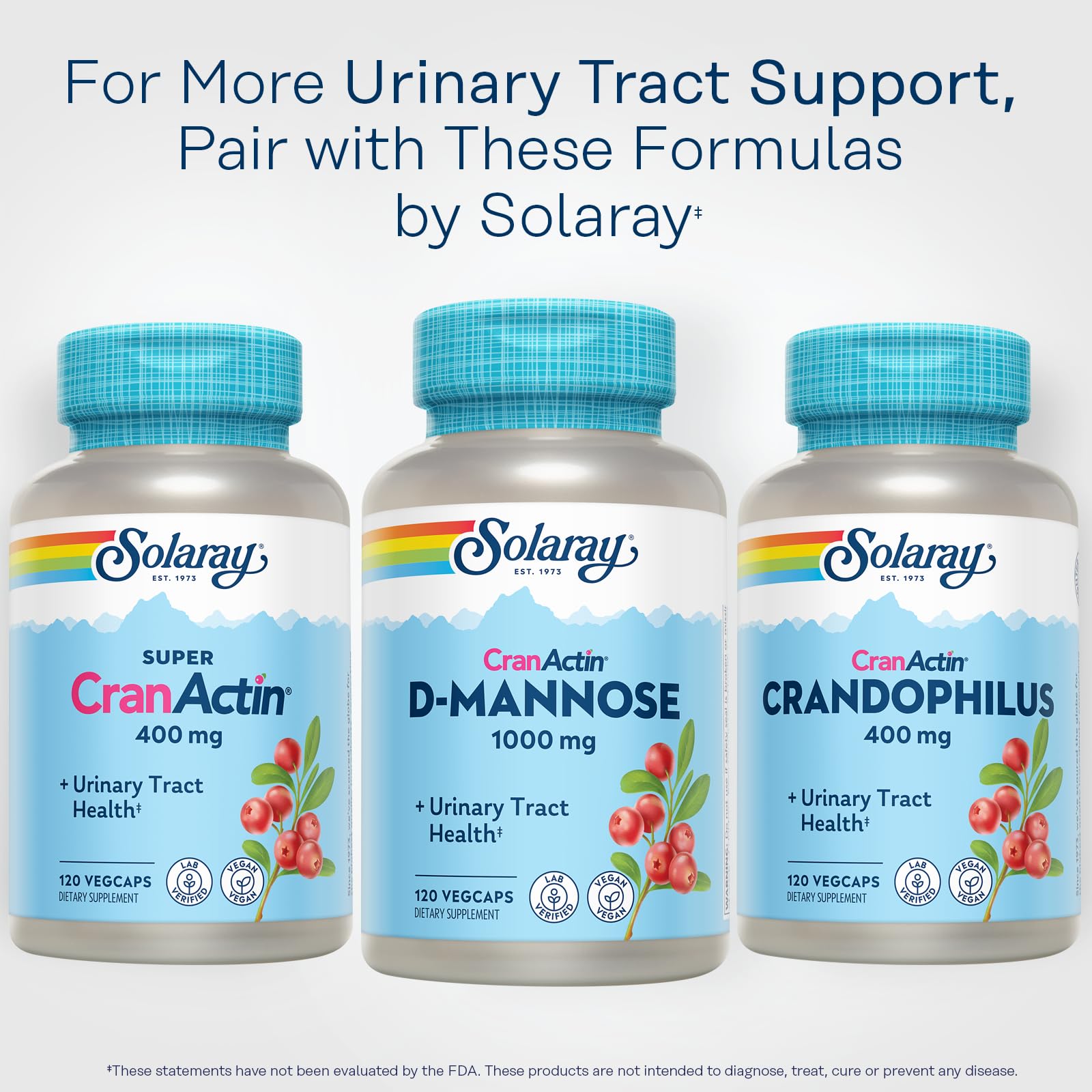 SOLARAY Cranberry D-Mannose Supplement with fresh cranberries