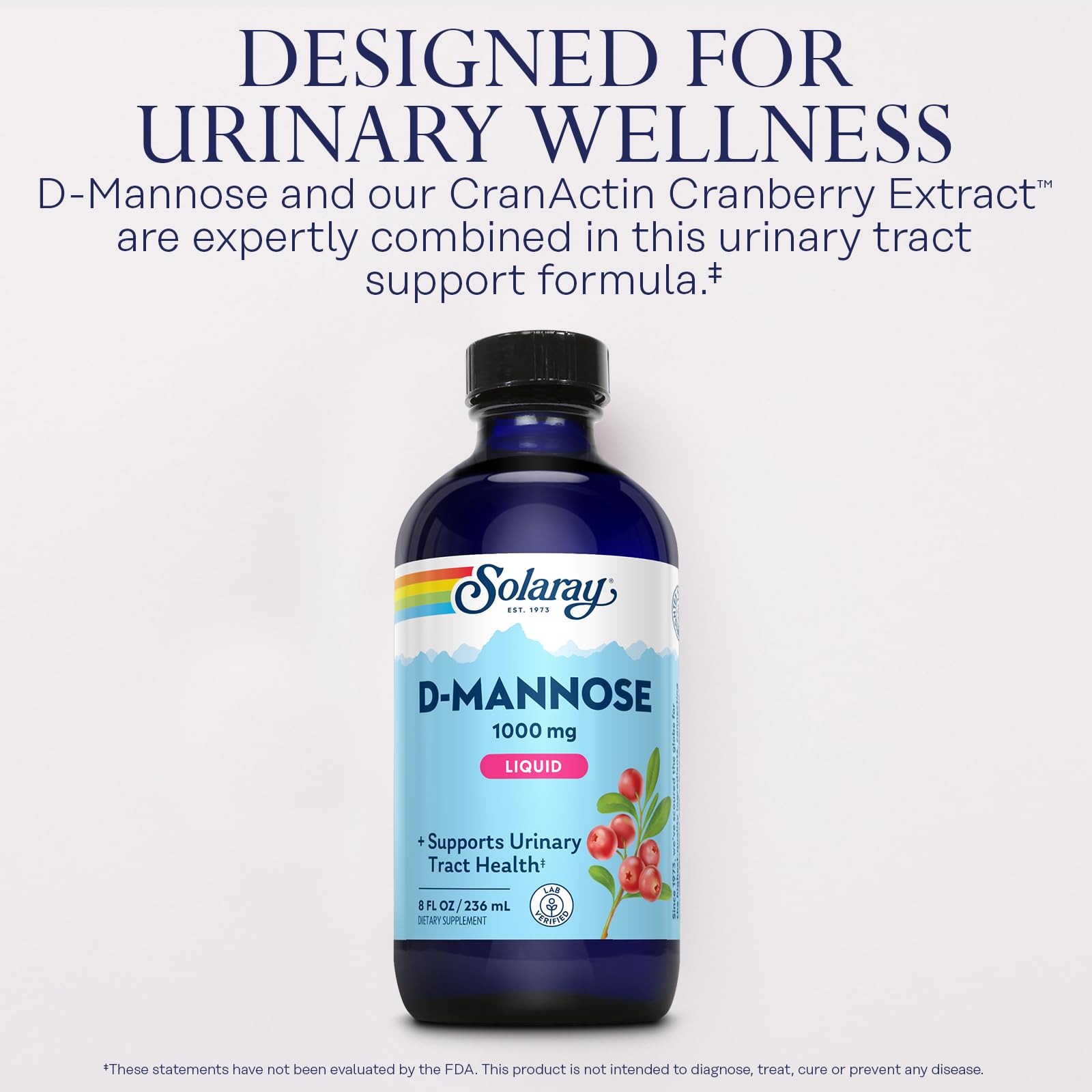 SOLARAY D-Mannose Liquid Supplement 1000mg dosage details