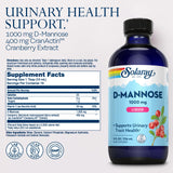 SOLARAY D-Mannose Liquid Supplement with Cranberry label