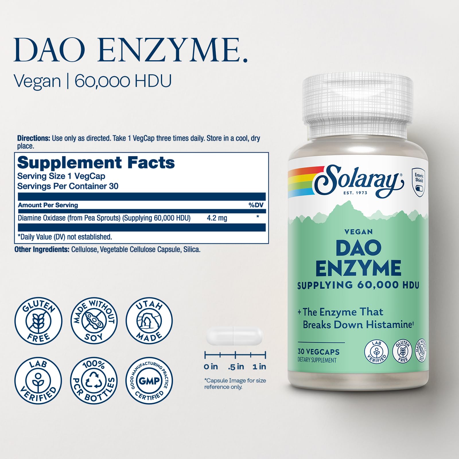 SOLARAY DAO Enzyme Supplement capsule close-up