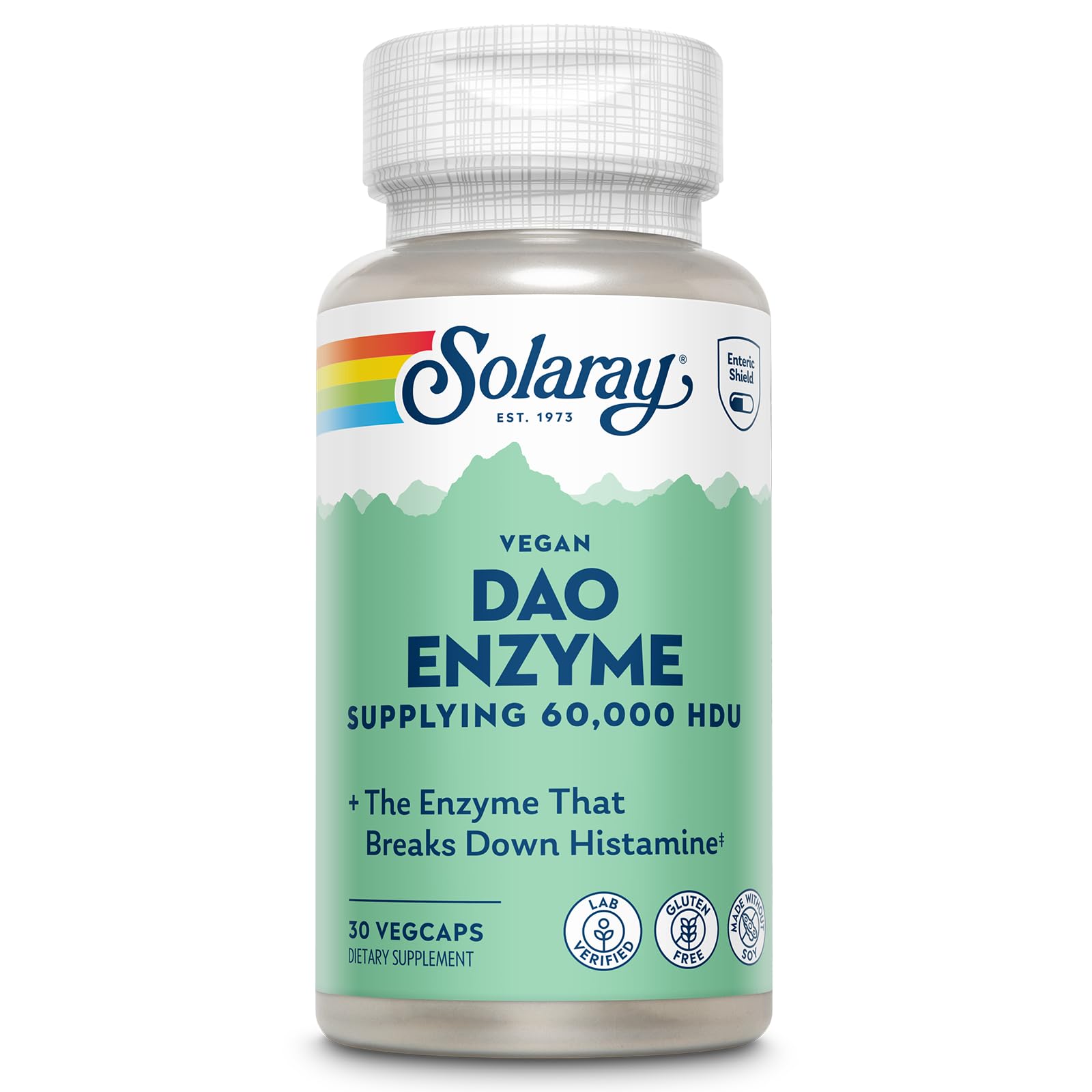 SOLARAY DAO Enzyme Supplement front view with packaging