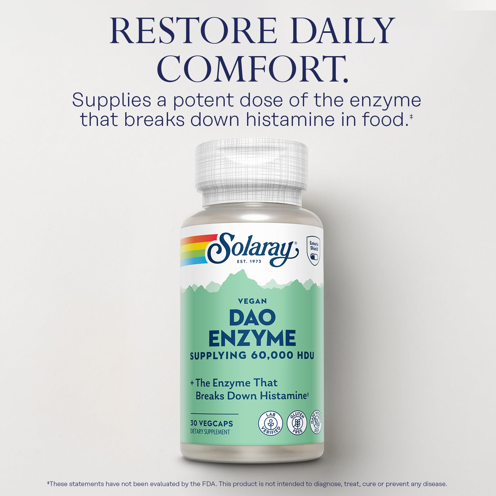 SOLARAY DAO Enzyme Supplement side view with label