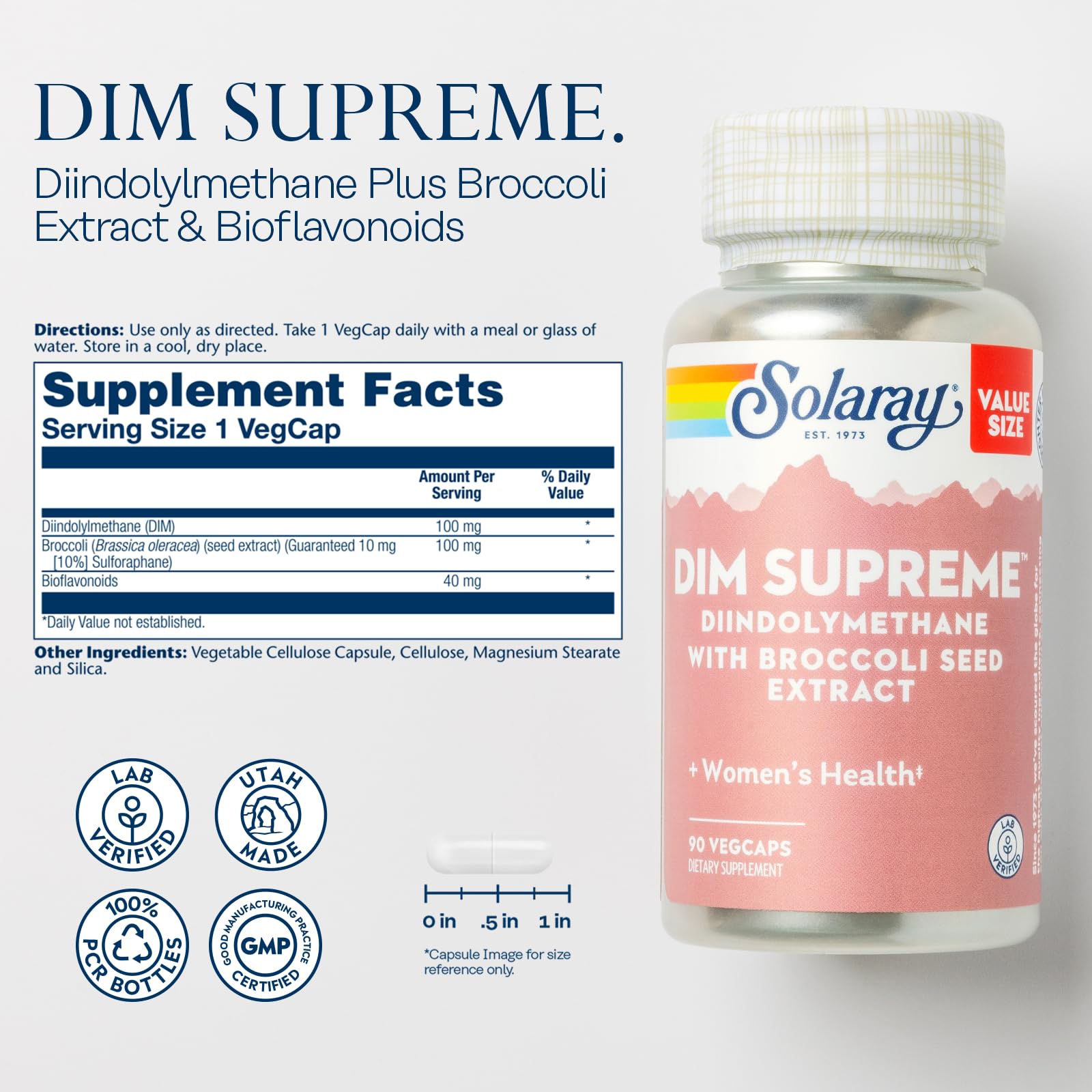 SOLARAY DIM Supplement 100mg capsule close-up