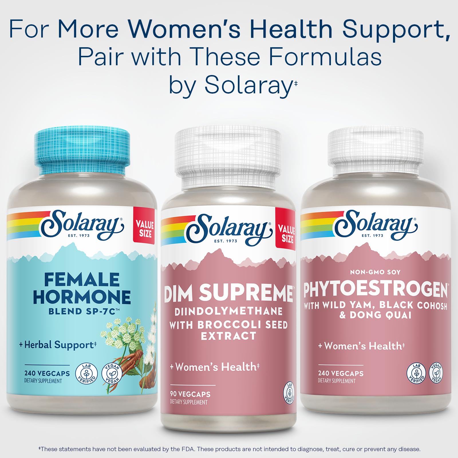 SOLARAY DIM Supplement 100mg capsules on a wooden table