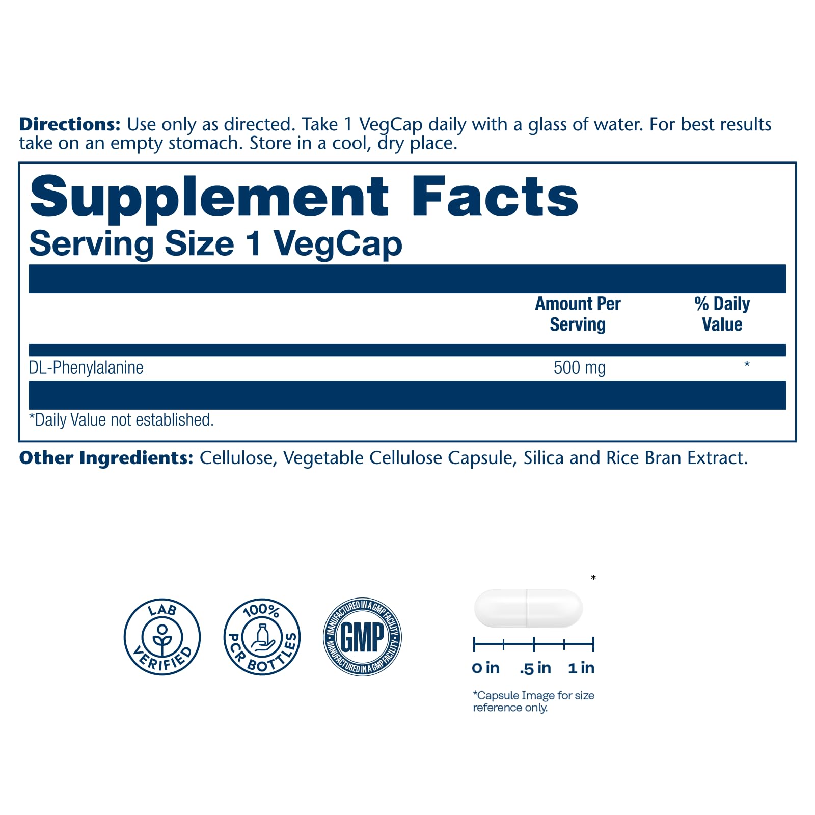 SOLARAY DL-Phenylalanine 60 Veg Capsules side view
