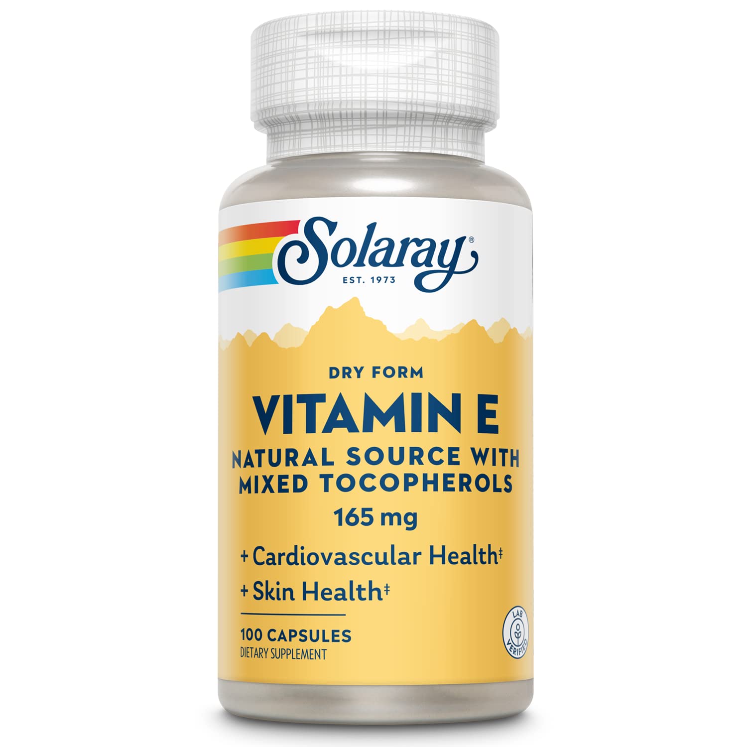 SOLARAY Dry Vitamin E 200 IU capsule bottle front view