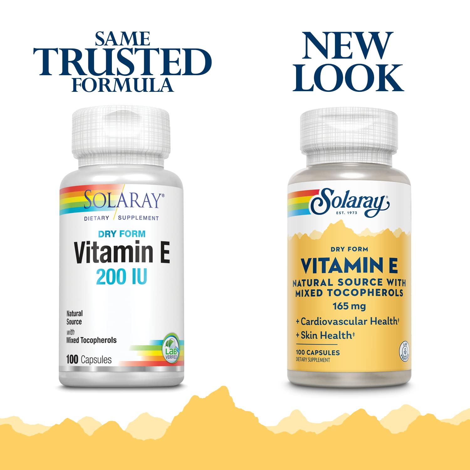 SOLARAY Dry Vitamin E 200 IU capsule bottle side view