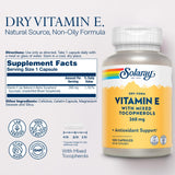 SOLARAY Dry Vitamin E Capsules 400 IU back view