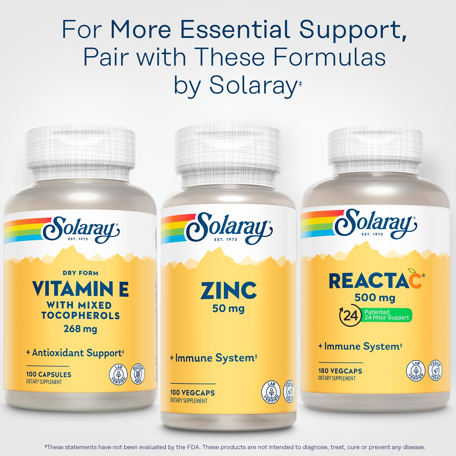 SOLARAY Dry Vitamin E Capsules 400 IU capsules on a table