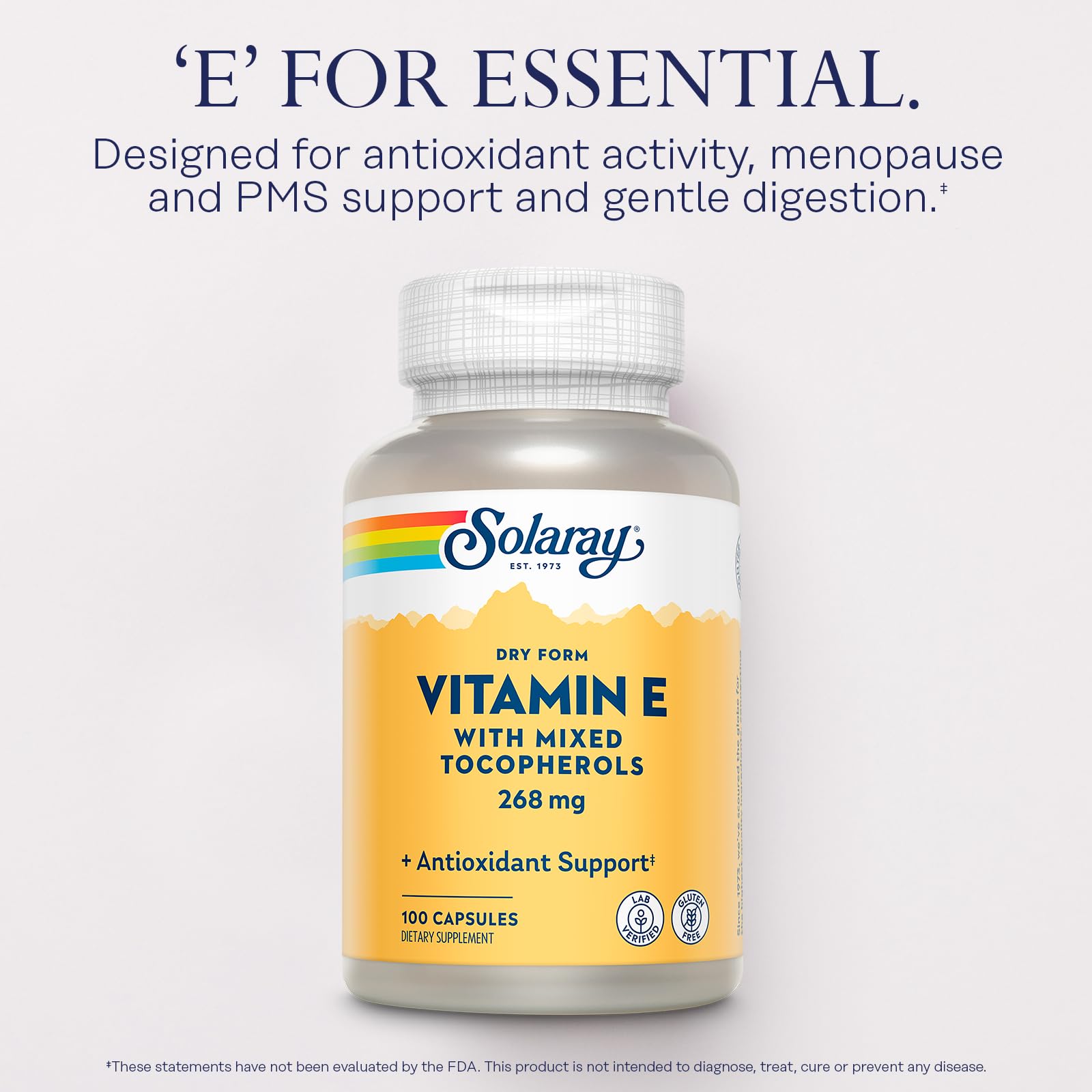 SOLARAY Dry Vitamin E Capsules 400 IU side view