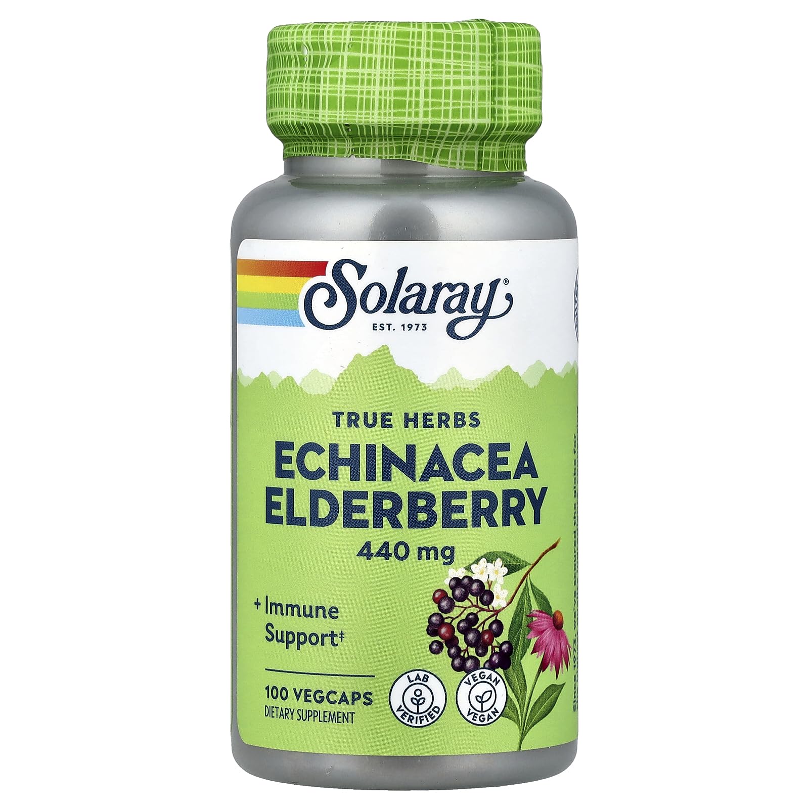 SOLARAY Echinacea & Elderberry Capsules front view