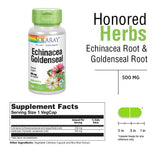 SOLARAY Echinacea & Goldenseal Herbal Supplement bottle with label