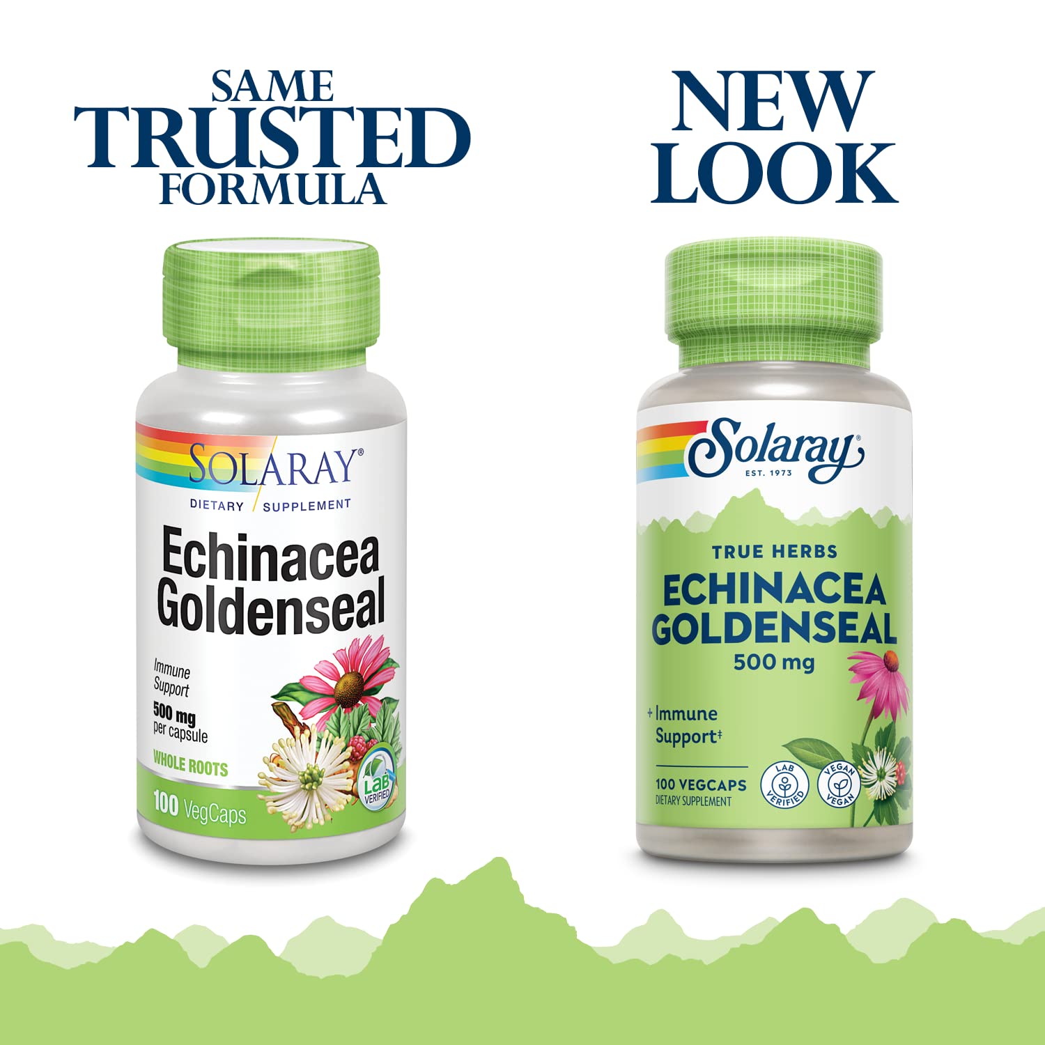 SOLARAY Echinacea & Goldenseal Herbal Supplement side view