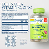 SOLARAY Echinacea with Vitamin C & Zinc 850mg capsules side view