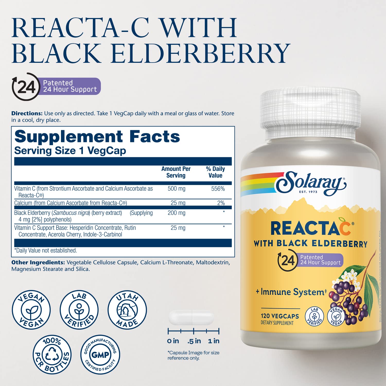 SOLARAY Elderberry Supplement bottle side view