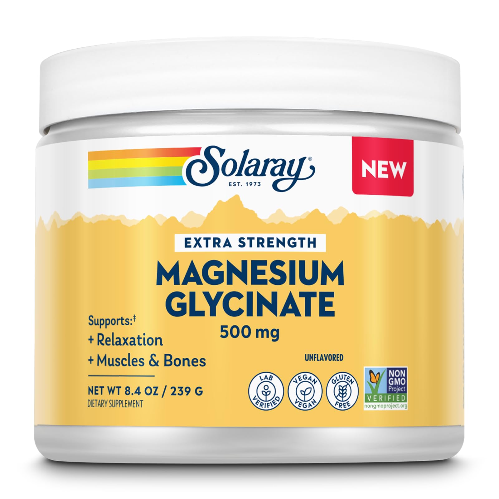 SOLARAY Extra Strength Magnesium Powder 500mg front view