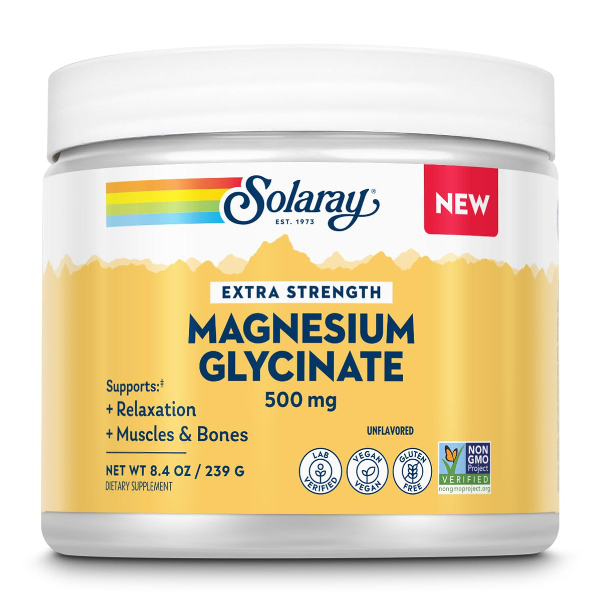 SOLARAY Extra Strength Magnesium Powder 500mg front view