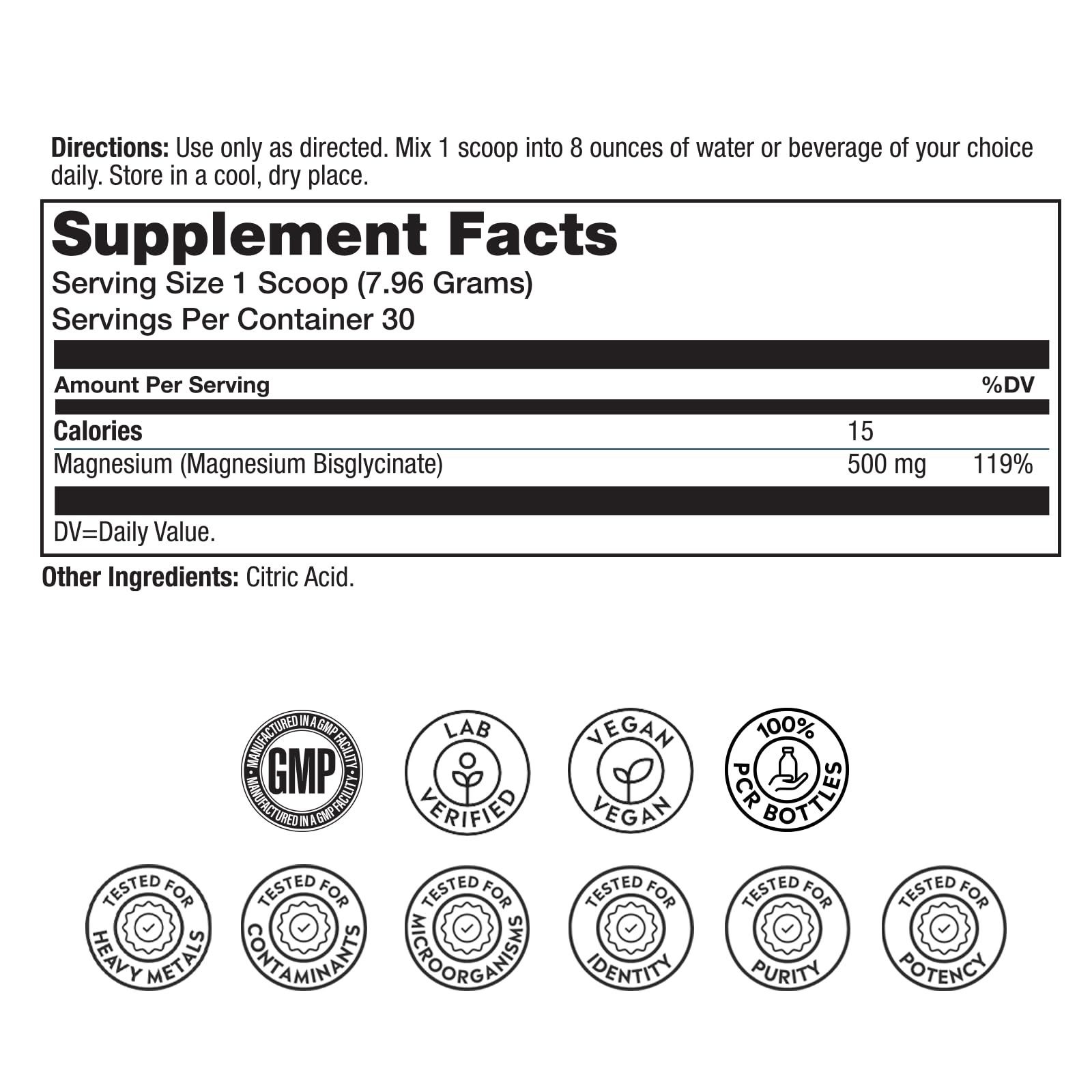 SOLARAY Extra Strength Magnesium Powder 500mg packaging