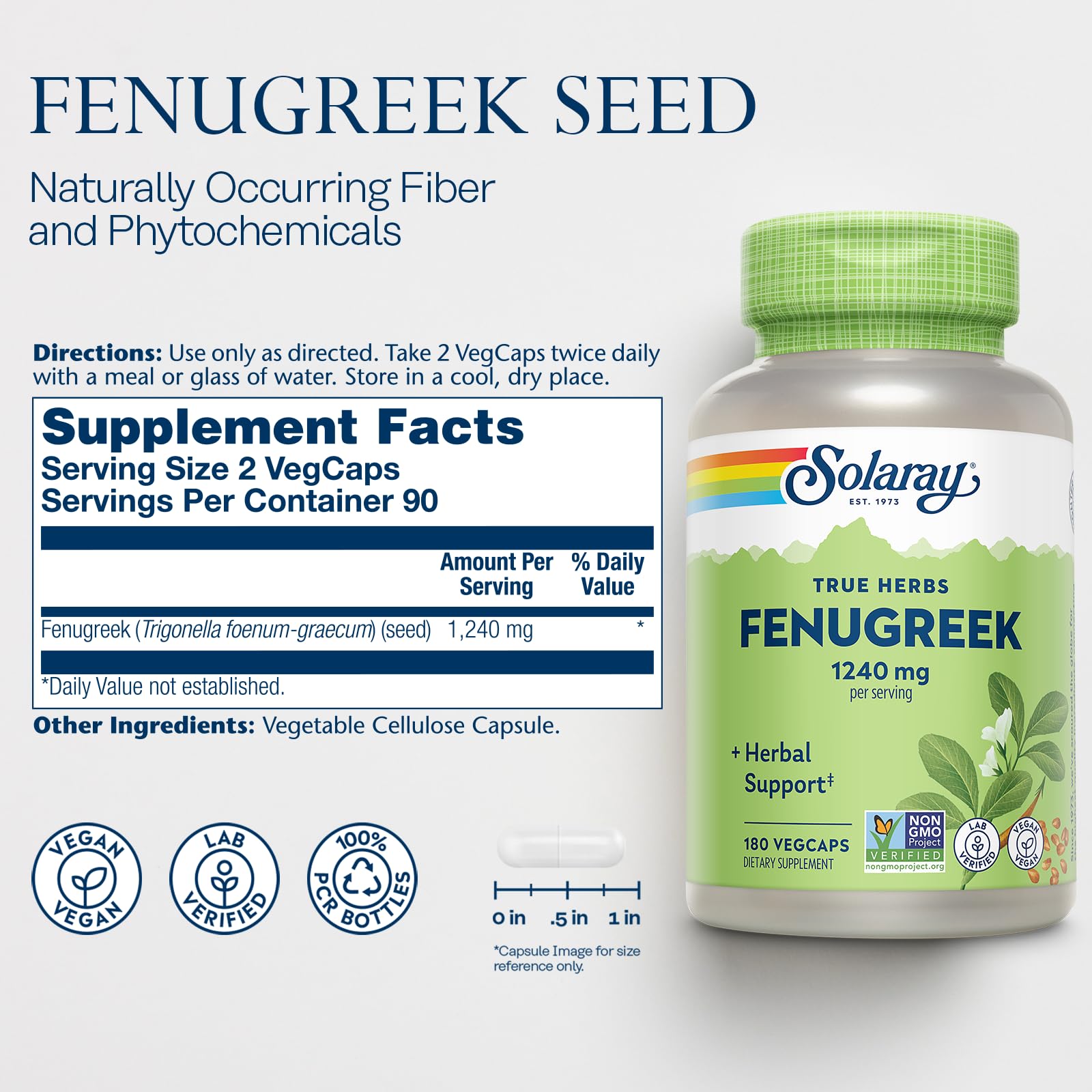 SOLARAY Fenugreek Supplement bottle with label