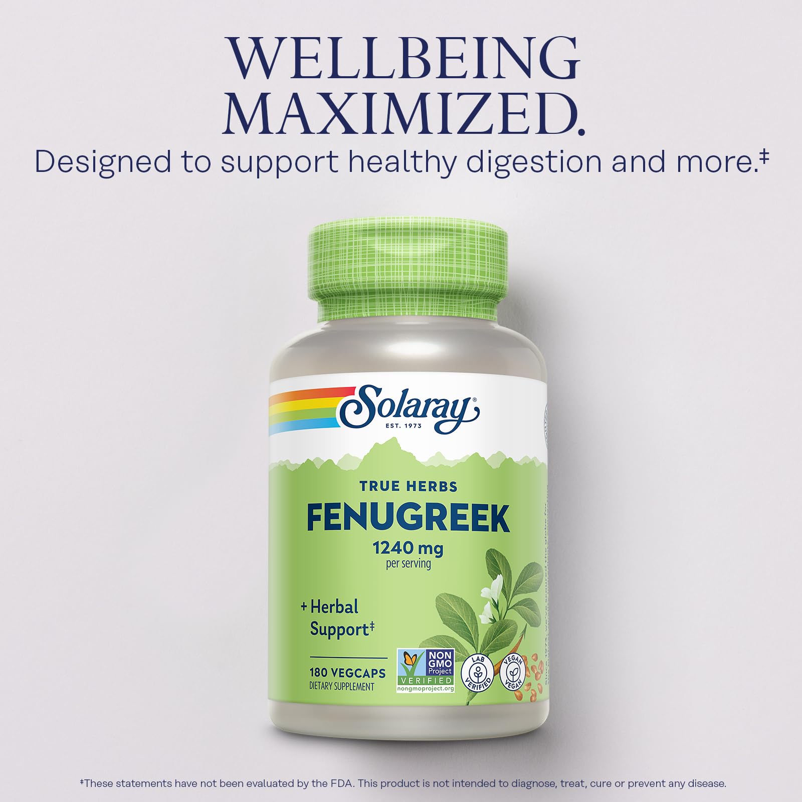 SOLARAY Fenugreek Supplement capsules close-up