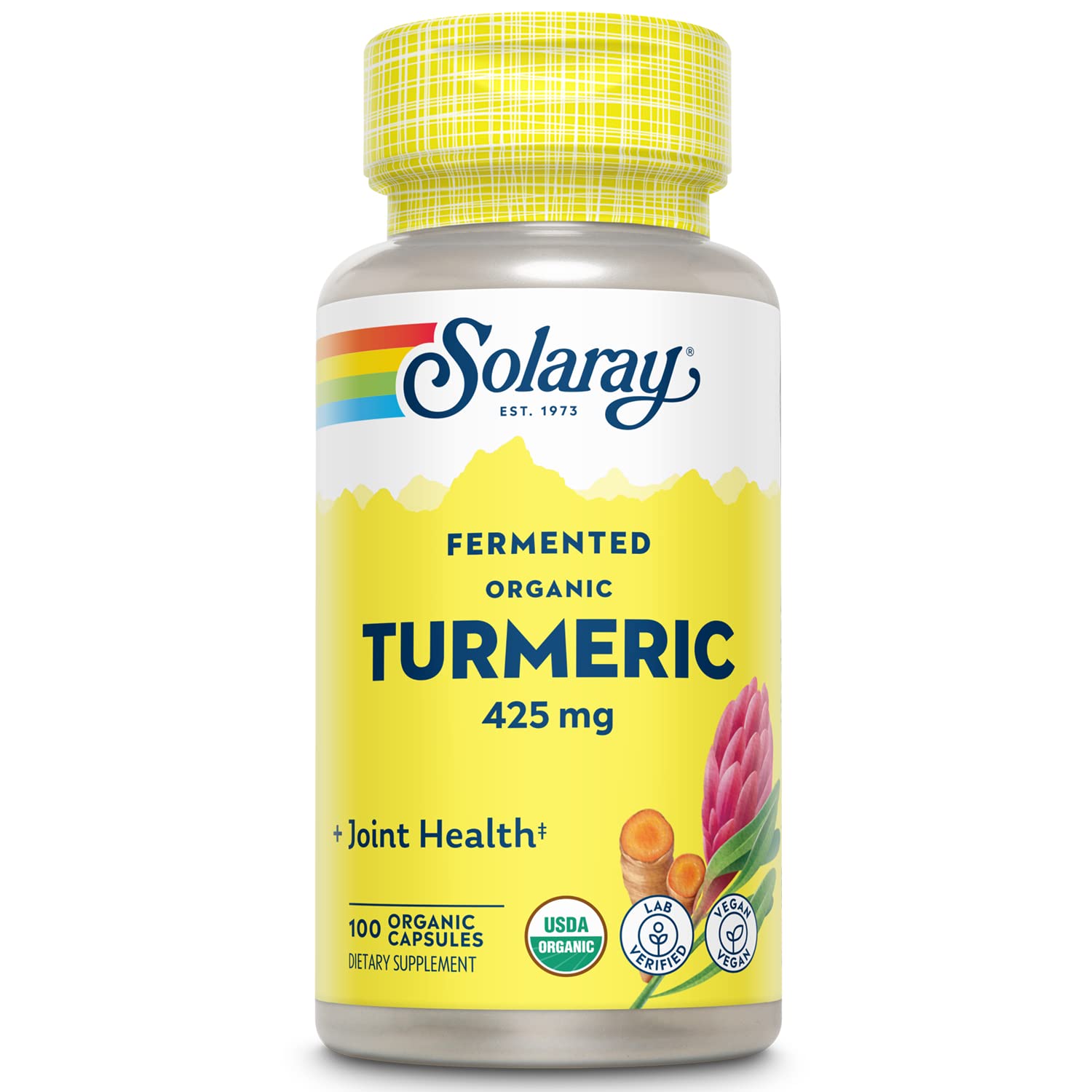 SOLARAY Fermented Turmeric Root 500mg 100 VegCaps front view
