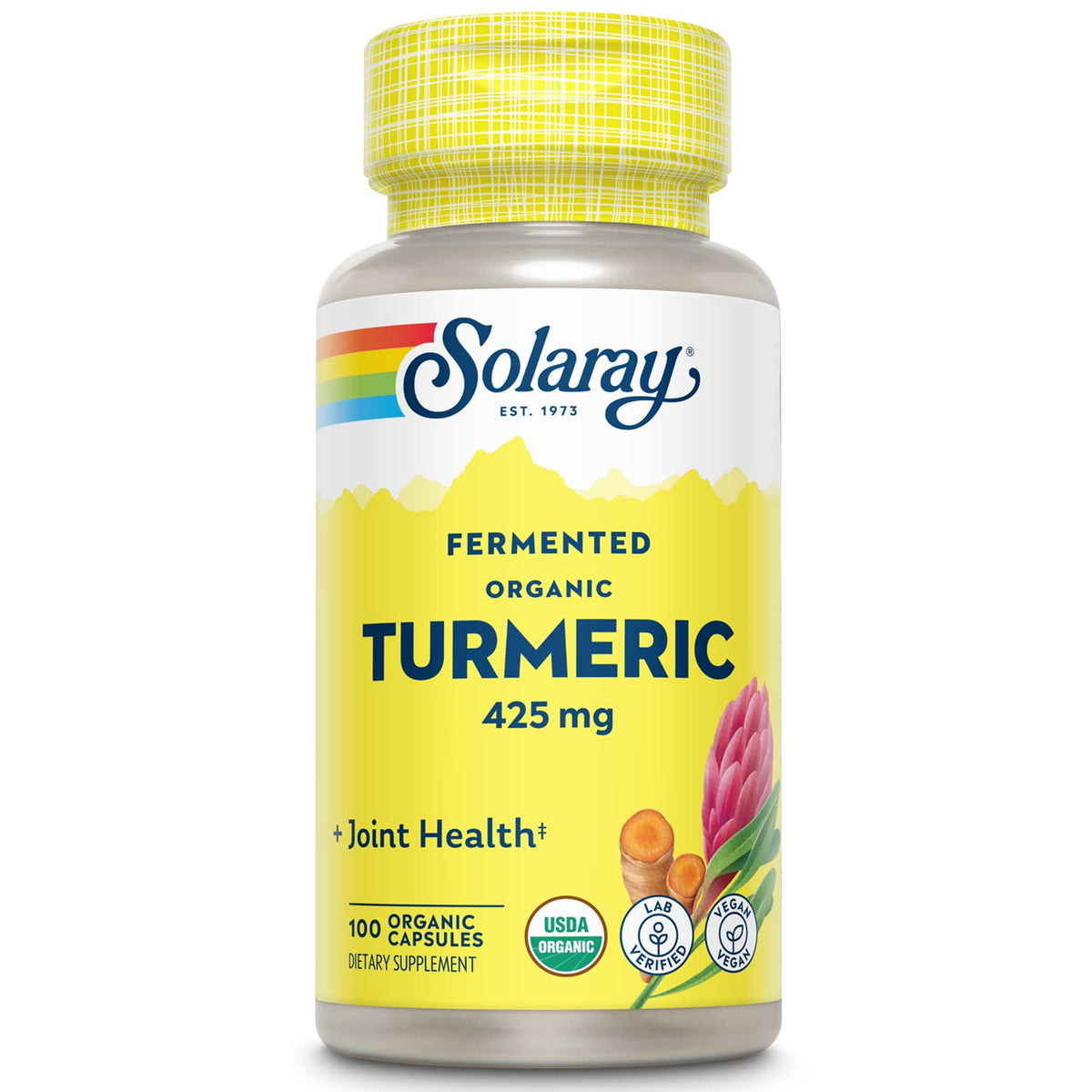 SOLARAY Fermented Turmeric Root 500mg 100 VegCaps front view