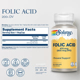 SOLARAY Folic Acid Supplement 470 mcg bottle side view