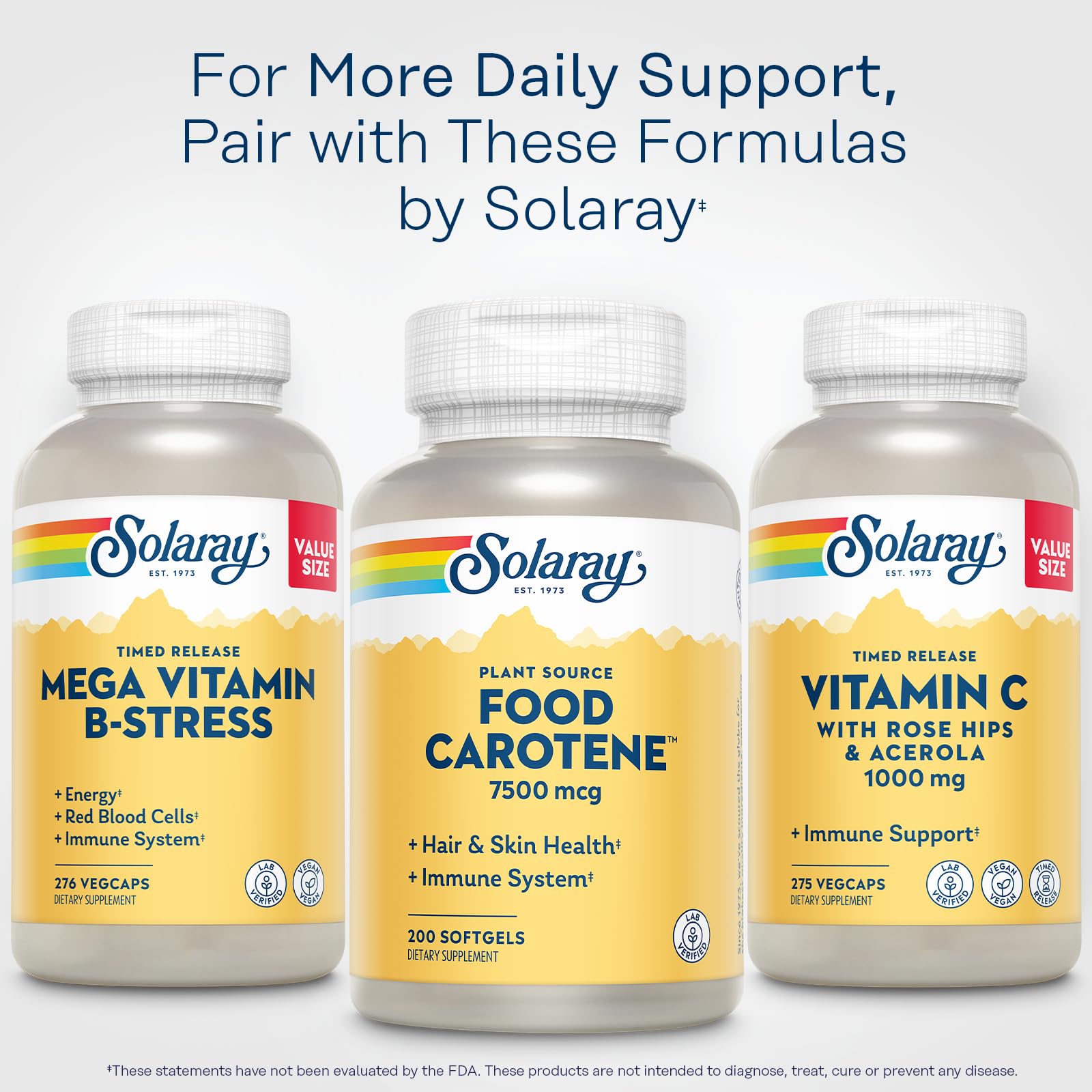 SOLARAY Food Carotene softgel bottle with natural ingredients