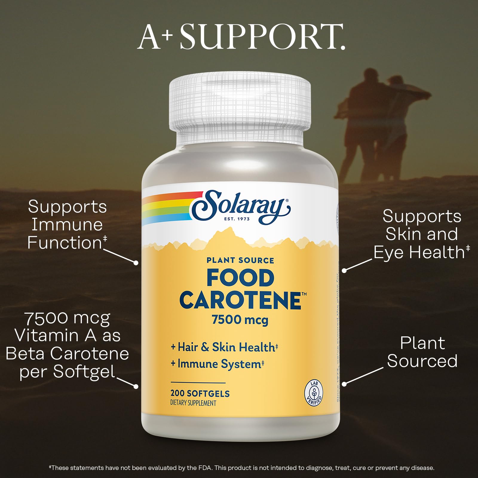 SOLARAY Food Carotene softgel showing ingredients list