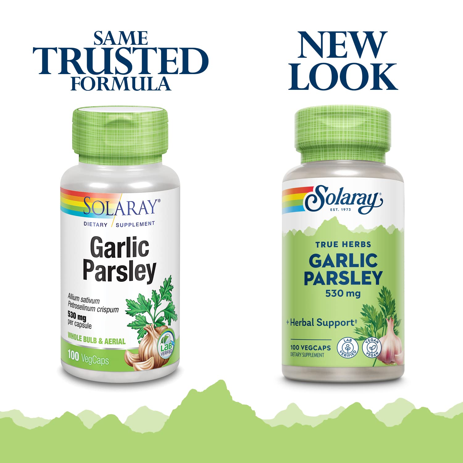 SOLARAY Garlic & Parsley supplement bottle side view