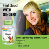 SOLARAY Ginger Root Capsules 1100mg bottle on a table