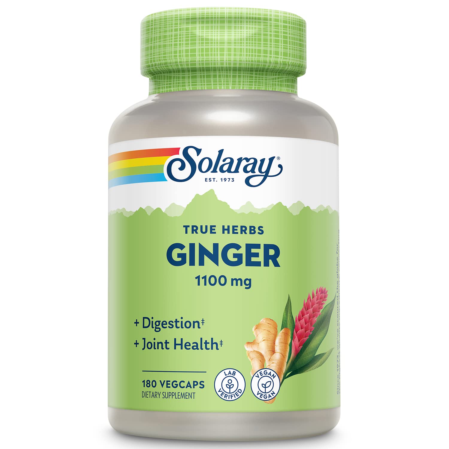 SOLARAY Ginger Root Capsules 1100mg front view
